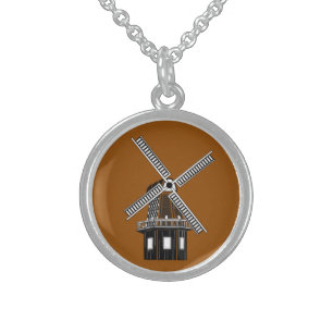 Old World Charm Dutch Windmill Pendant Necklace