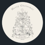 Old World Christmas Tree Name Classic Round Sticker<br><div class="desc">Complete your gifts or favours with Old World Christmas Tree stickers,  turning your holiday gifts into a special experience. These vintage stickers transport you to a bygone era,  capturing the spirit of Christmas with every carefully placed detail. Customise!</div>