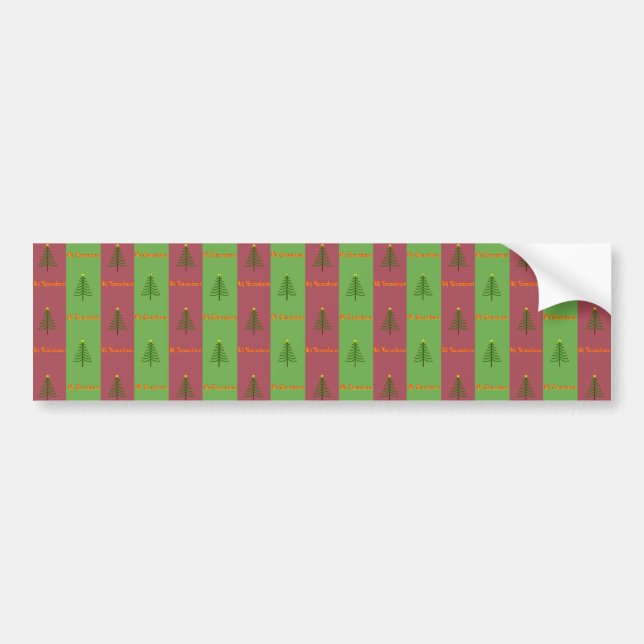 Old World Christmas Tree Pattern Evergreen Bumper Sticker (Front)