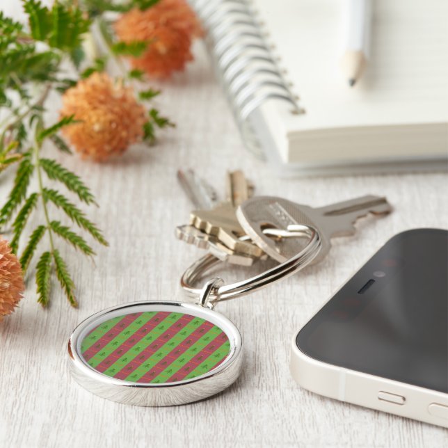 Old World Christmas Tree Pattern Evergreen Key Ring (Side)