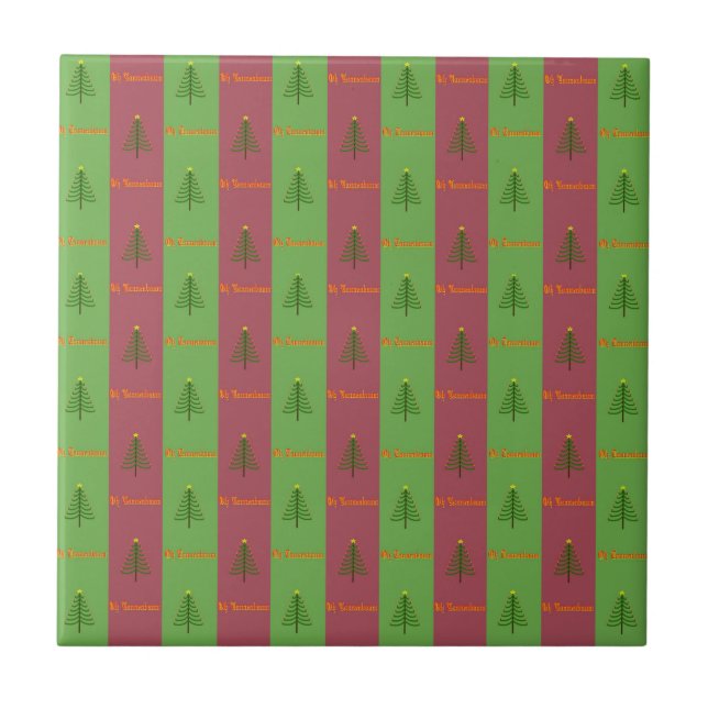 Old World Christmas Tree Pattern Evergreen Tile (Front)