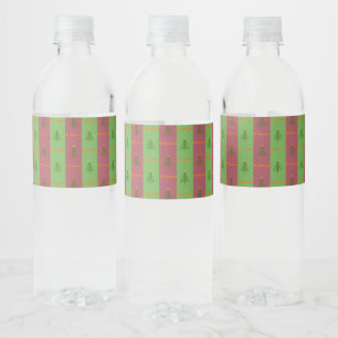 Old World Christmas Tree Pattern Evergreen Water Bottle Label