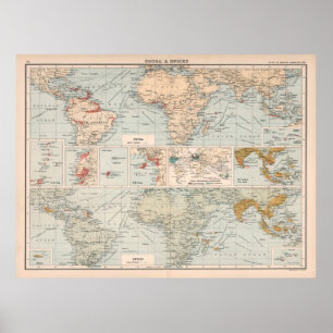 Old World Cocoa & Spices Map (1907)  Poster