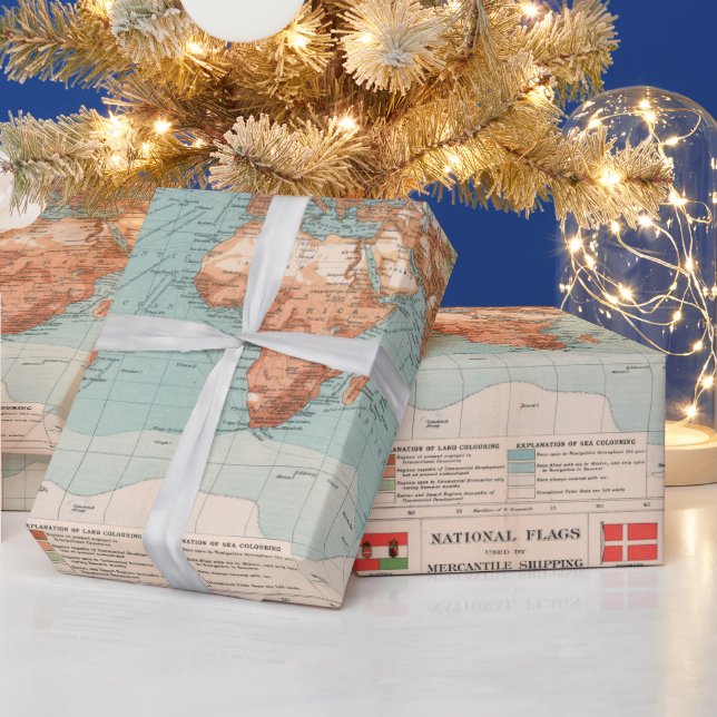 Old World Commercial & Economic Development Map  Wrapping Paper (Holidays)