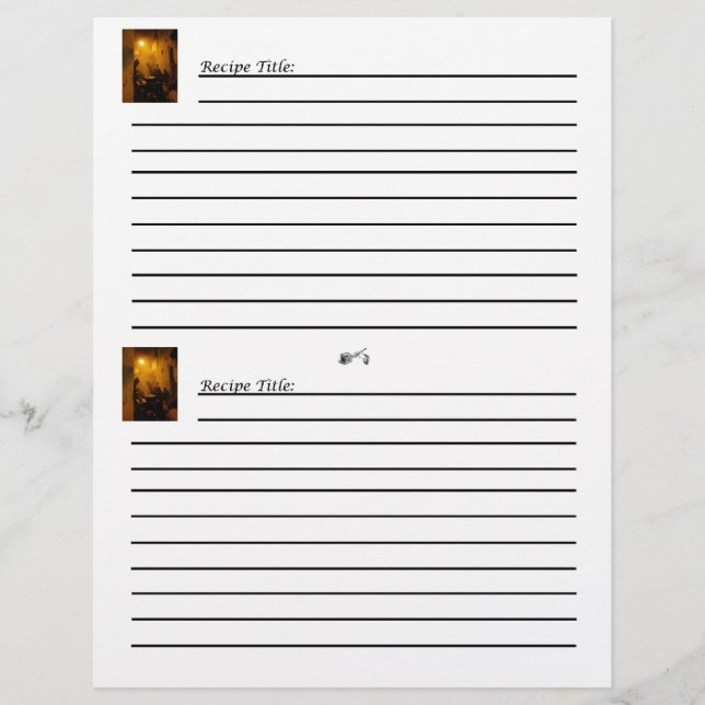 Old World Cookbook Recipe Cards (Front)