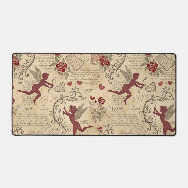 Old World Cupid Valentine Romantic Desk Mat (Front)