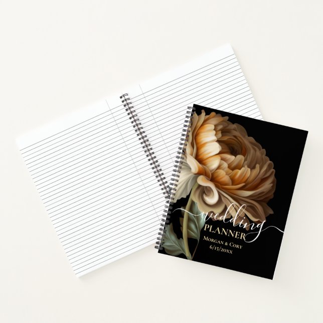 Old World Dark Painted Flower Wedding Planner  Notebook (Inside)
