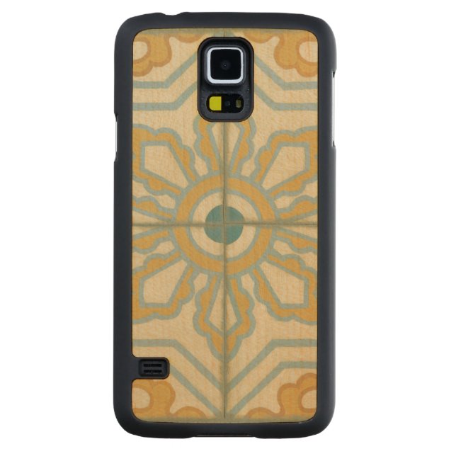 Old World Decorative Tile Pattern Carved Maple Galaxy S5 Case (Back)