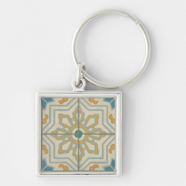 Old World Decorative Tile Pattern Key Ring (Front)