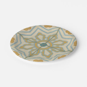 Old World Decorative Tile Pattern Paper Plate