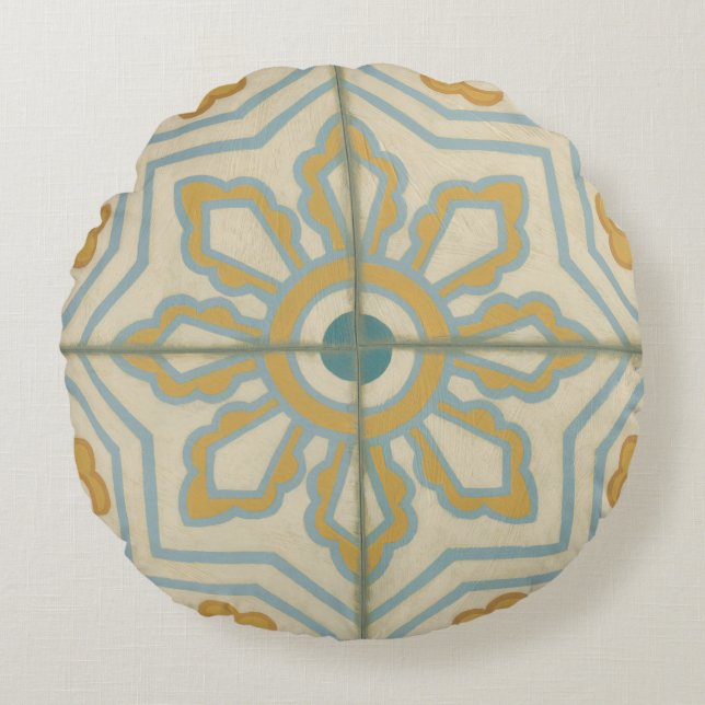 Old World Decorative Tile Pattern Round Cushion (Front)