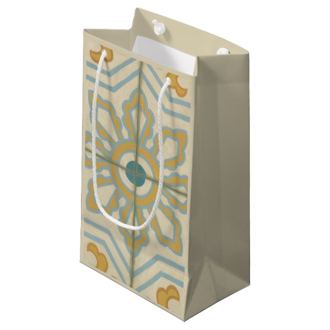 Old World Decorative Tile Pattern Small Gift Bag (Front Angled)