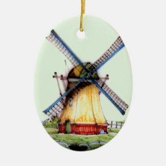 Old World Dutch Windmill Ceramic Tree Decoration