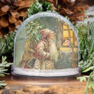 Old World Father Christmas in Winter Snow Globe