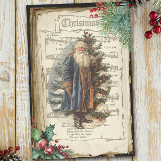 Old World Father Christmas & Sheet Music Decoupage