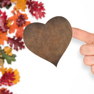 Old World Faux Leather Heart Sticker