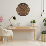 Old World Faux Leather Round Clock<br><div class="desc">Country,  rustic looking.  Faux cowhide leather with white numbers and diamond shapes.</div>