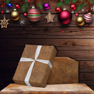 Old World Faux Leather Wrapping Paper