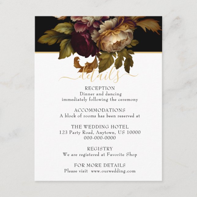 Old World Floral Wedding Enclosure Card (Front)