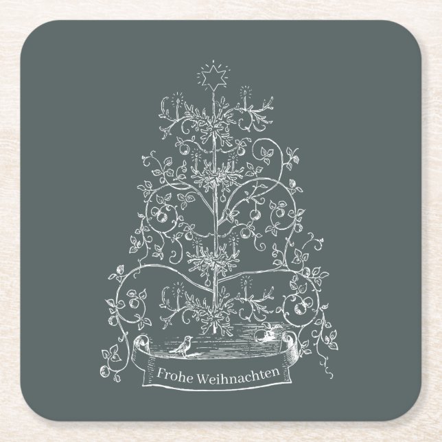 Old World German Christmas Square Paper Coaster (Front)