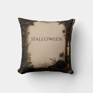 Old World Gothic Halloween Burgundy Roses, Ivy Cushion