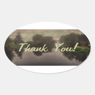 Old World Landscape Fine Art Painting Oval Sticker