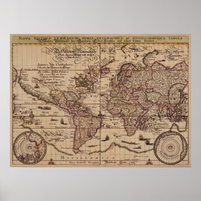 "Old World Map 16th Century Replica Poster (Front)