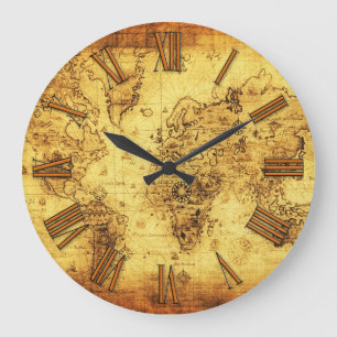 Old World Map Antique History Designer Clock