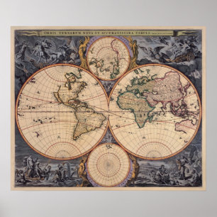 Old World Map Antique Map for Poster