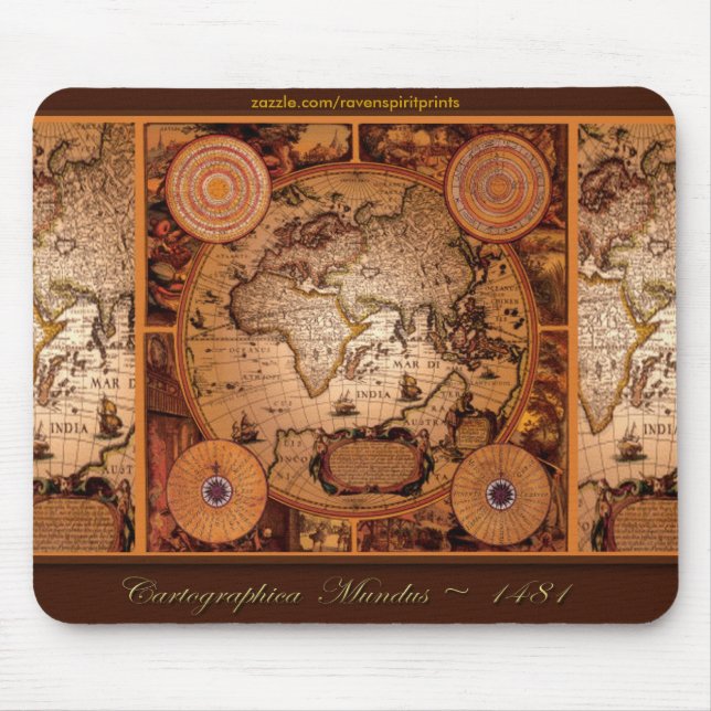 Old World Map Art - 1481 Mouse Mat (Front)