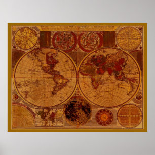 OLD WORLD MAP Art Poster