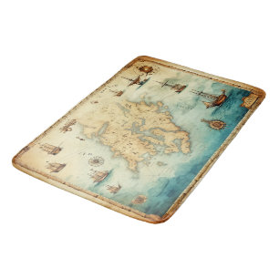 Old World Map Bath Mat