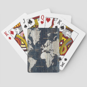 Old World Map Blue Playing Cards