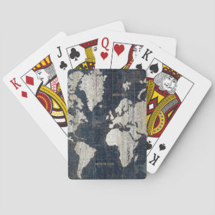 Old World Map Blue Playing Cards