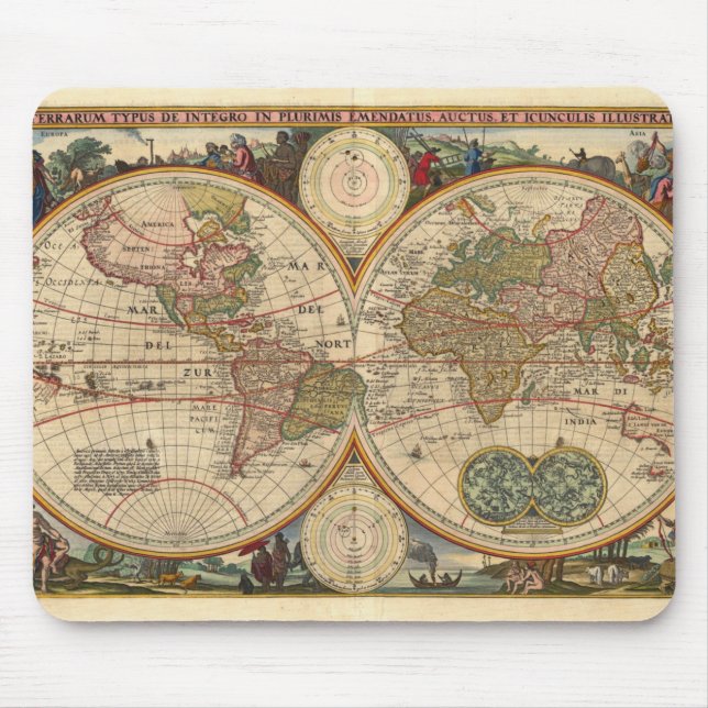 Old World Map by Nicolaas Visscher Mouse Mat (Front)