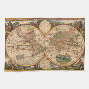 Old World Map by Nicolaas Visscher Tea Towel