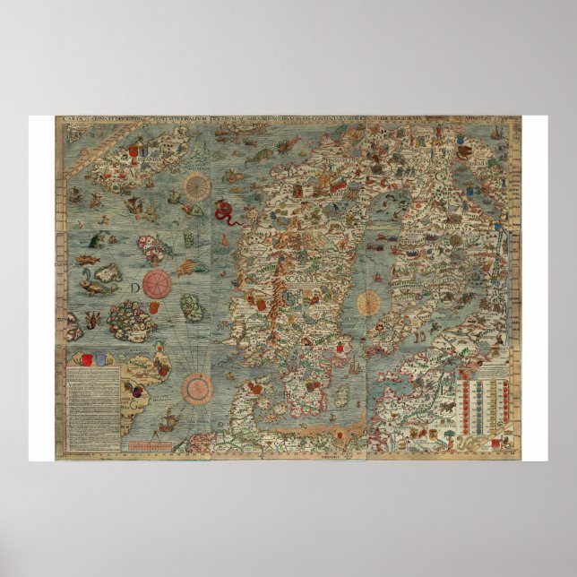 Old World Map "Carta Marina" Poster (Front)