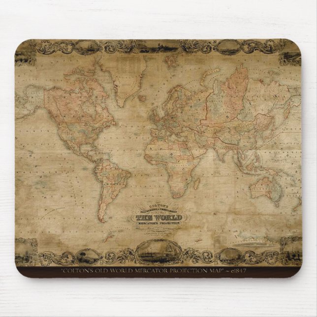 Old World Map Classc Gift Design Mouse Mat (Front)