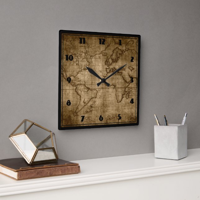 Old World Map - Custom Clock (Office)