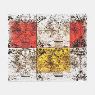 Old World Map Design Fleece Blanket
