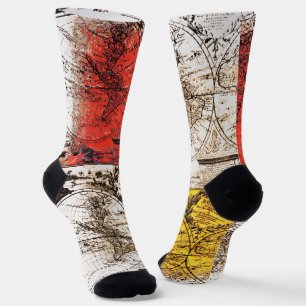 Old World Map Design Socks
