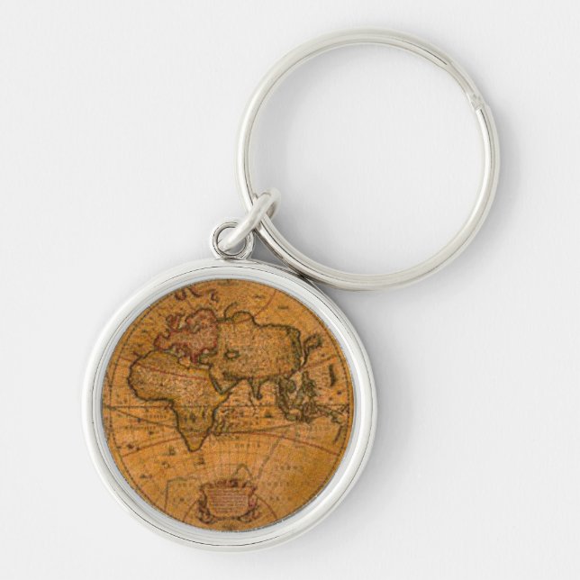 Old World Map Designer Gift Key Ring (Front)