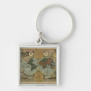 Old World Map Designer Gift Key Ring