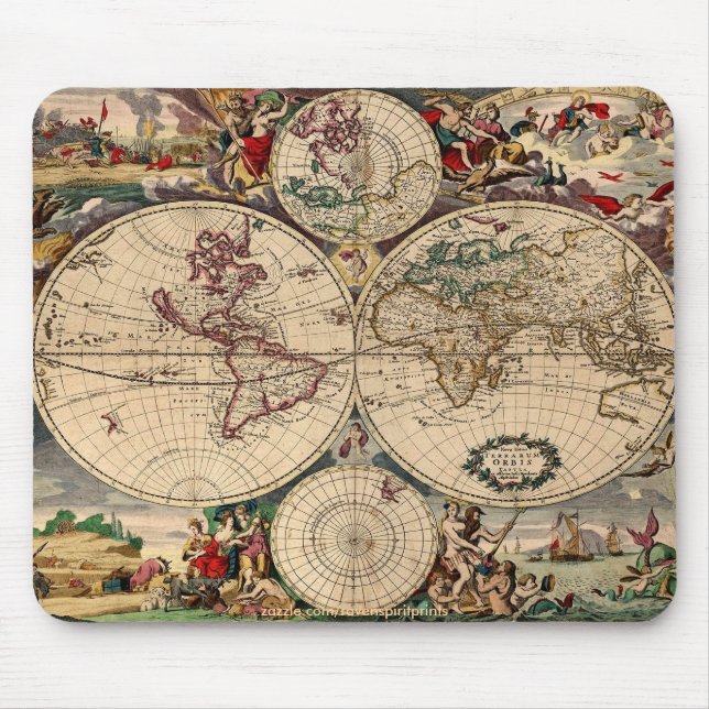 Old World Map Designer Gift Mouse Mat (Front)