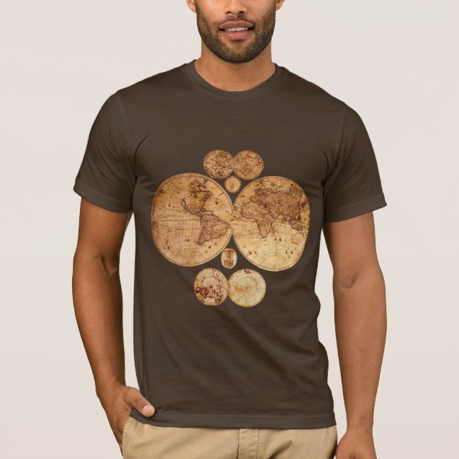 Old World Map Designer Gift T-Shirt (Front)