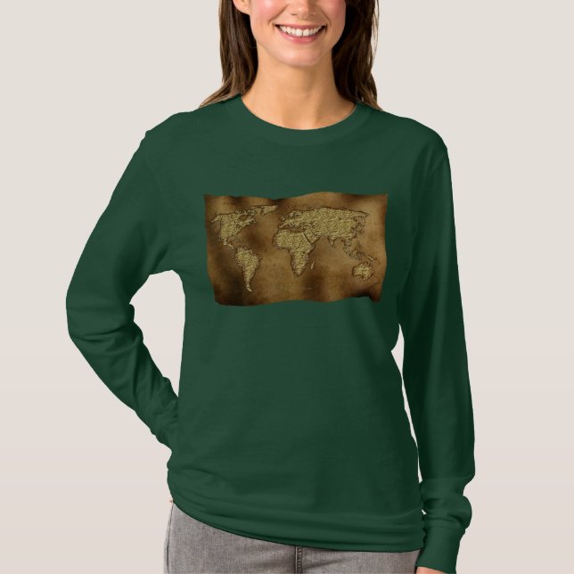 Old World Map Designer Gift T-Shirt (Front)