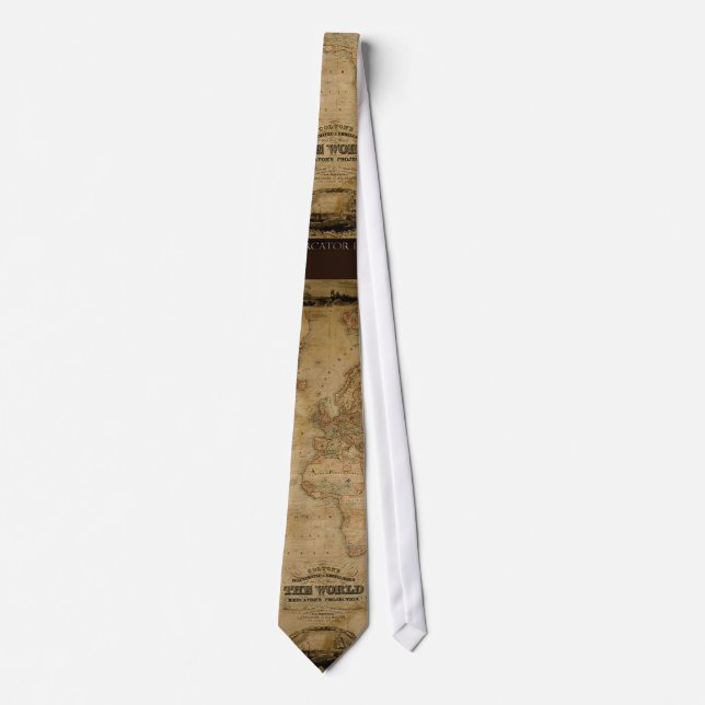 Old World Map Designer Gift Tie (Front)