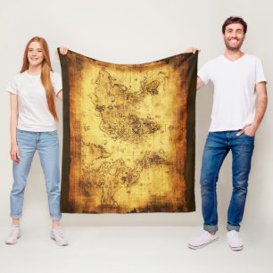 Old World Map Fleece Blanket