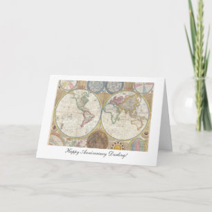Old World Map from 1794 - Happy Anniversary Card