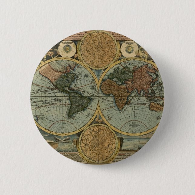 Old World Map Gifts 6 Cm Round Badge (Front)